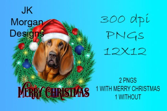 Bloodhound in Wreath Santa Hat Crafts