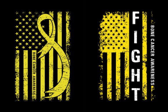 Bone Cancer Awareness USA Flag Design for T-Shirts