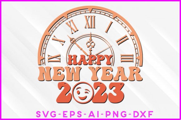 Happy New Year 2023 Groovy Design for Crafts