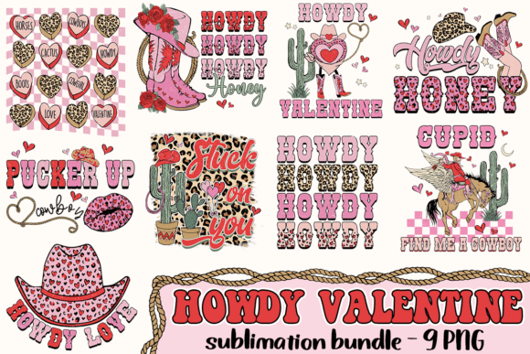Howdy Valentine PNG Bundle for Crafts Branding