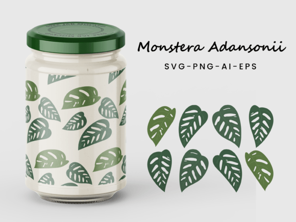Monstera Adansonii Jar Glass Svg for Crafts Branding