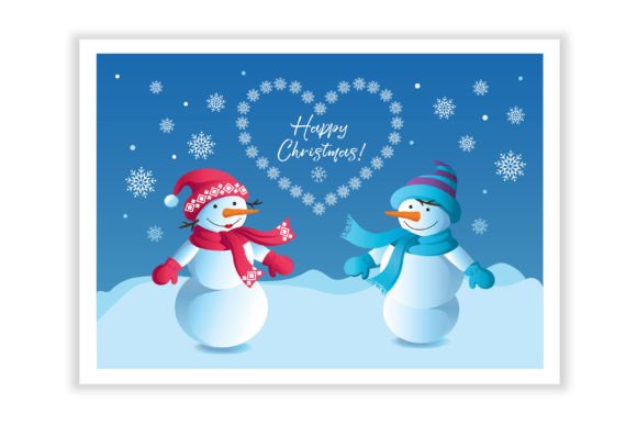 Snowmen Couple Card for Crafts & Design
